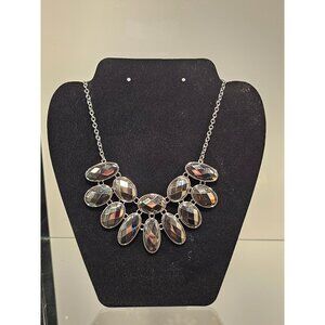 Graphite Gem Bib Necklace
